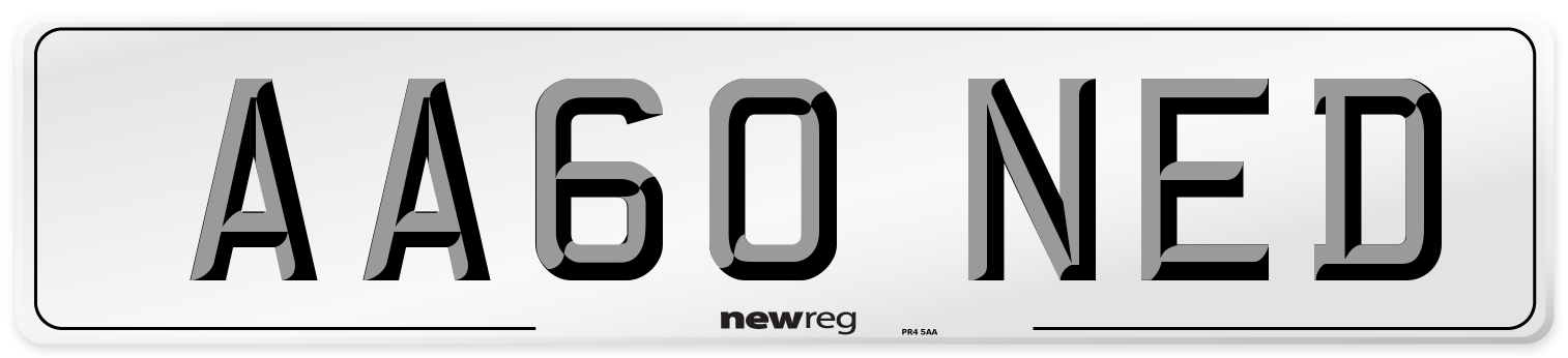AA60 NED Number Plate from New Reg